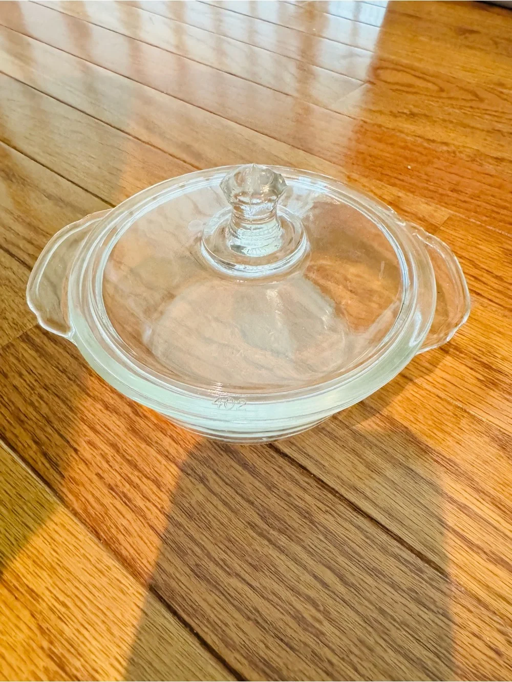 Vintage Fire King Small 8oz. Glass Casserole Dish w Lid